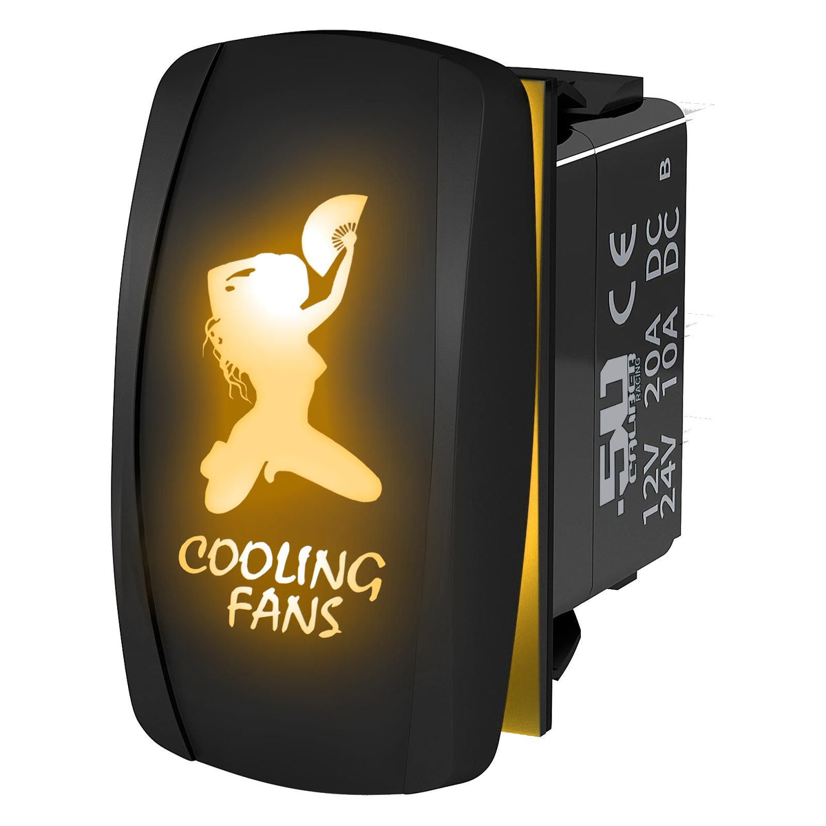 Orange | Waterproof On/Off Rocker Switch Sexy Design "Cooling Fans" with Orange LED Illumination	