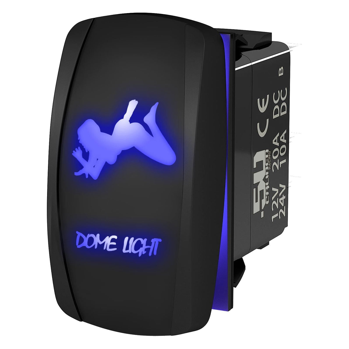 Blue | Waterproof On/Off Rocker Switch Sexy Design "Dome Light" with Blue LED Illumination	