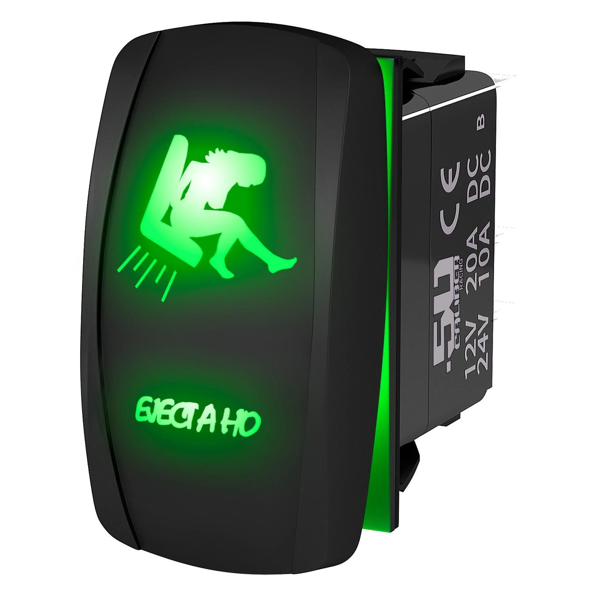 Green | Waterproof on/off rocker switch “Eject A Ho” sexy silhouette design with green LED illumination – carling style 12v utv atv mari