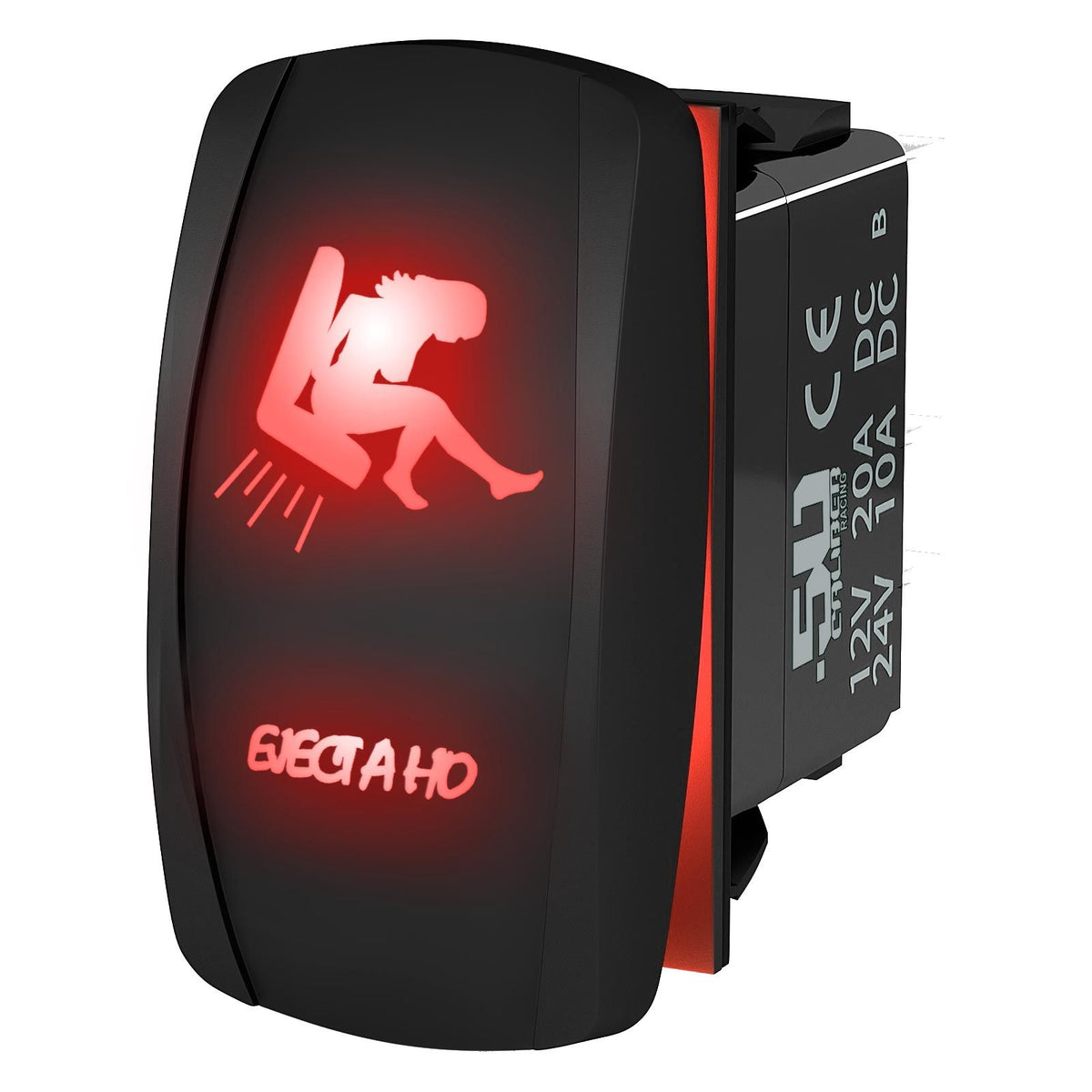 Red | Waterproof on/off rocker switch “Eject A Ho” sexy silhouette design with red LED illumination – carling style 12v utv atv marine