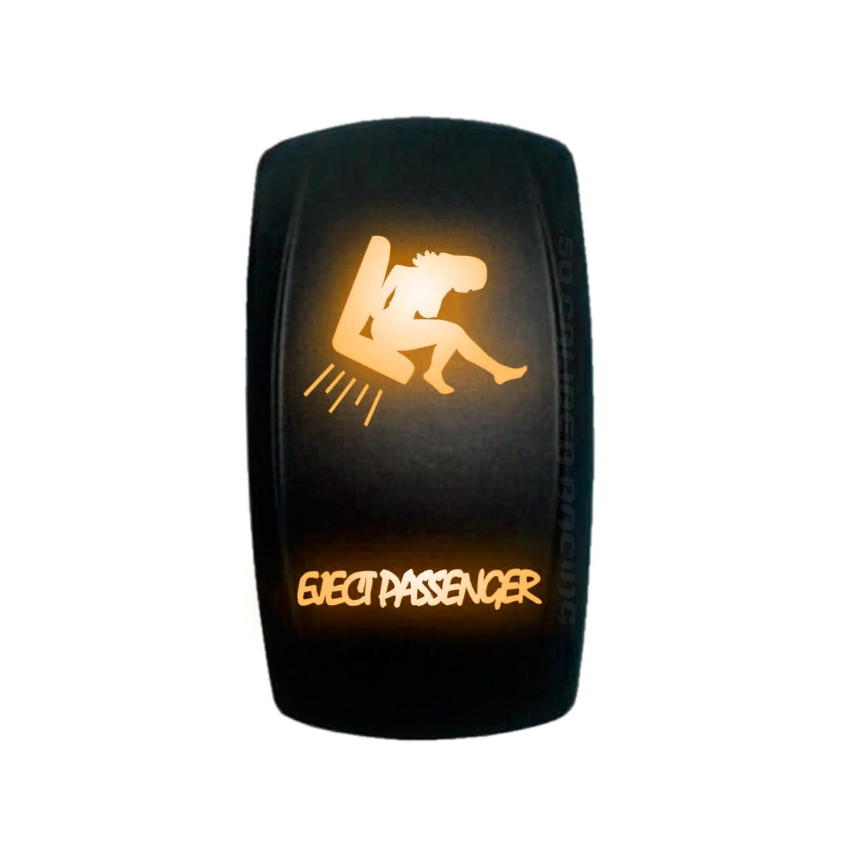Orange | “Eject Passenger” orange LED rocker switch – waterproof on/off switch for utv dash panels, 12v accessories, and off-road use