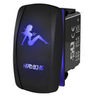 Blue | Waterproof on/off rocker switch “Head Lights” with blue LED illumination – carling style 12v utv atv marine switch