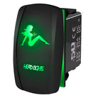 Green | Waterproof on/off rocker switch “Head Lights” with green LED illumination – carling style 12v utv atv marine switch