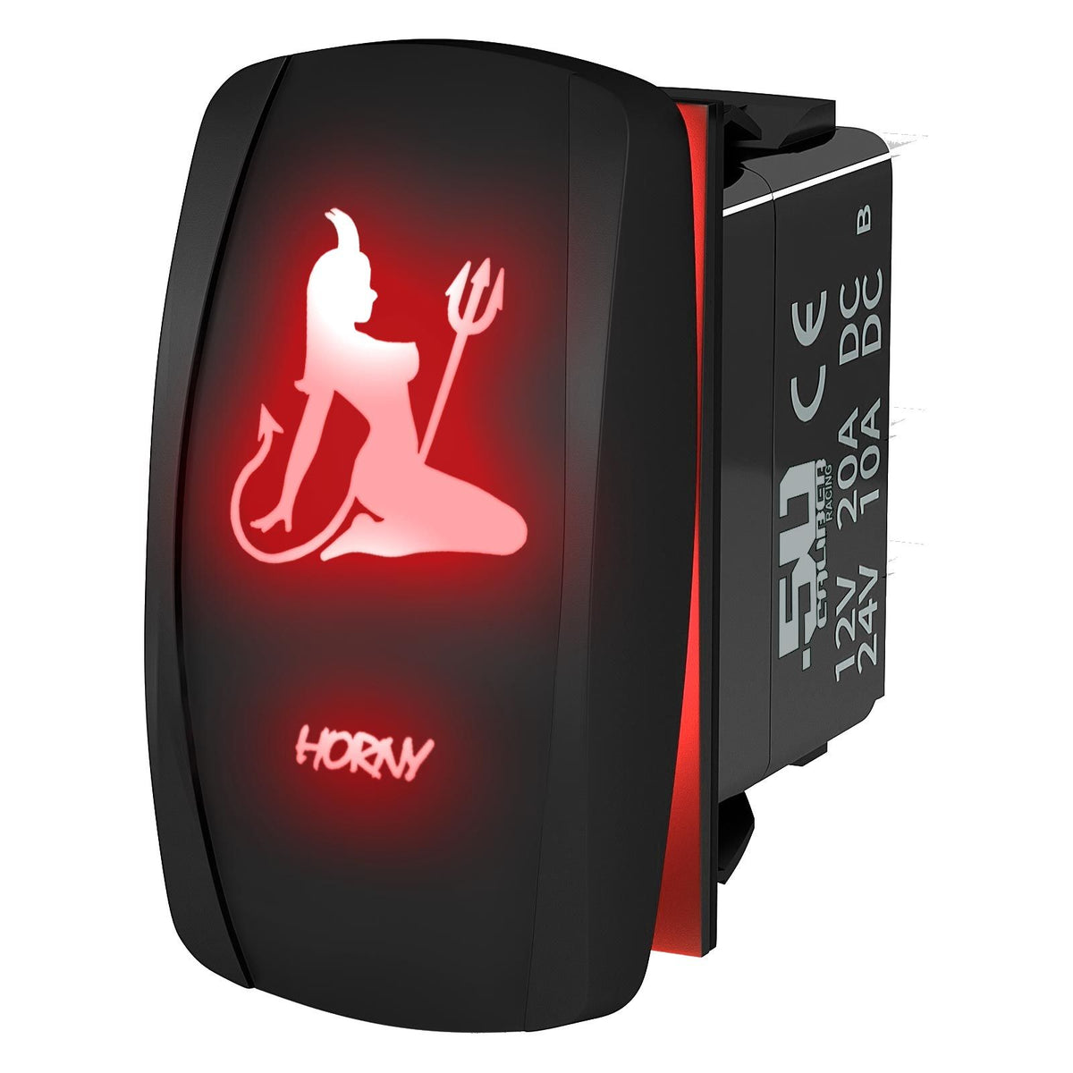 Red | Waterproof momentary/off rocker switch “Horny” with red LED illumination – carling style 12v utv atv marine switch