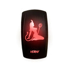Red | “Horny” rocker switch with red LED illumination – waterproof carling style switch for utv, atv, and marine 12v systems