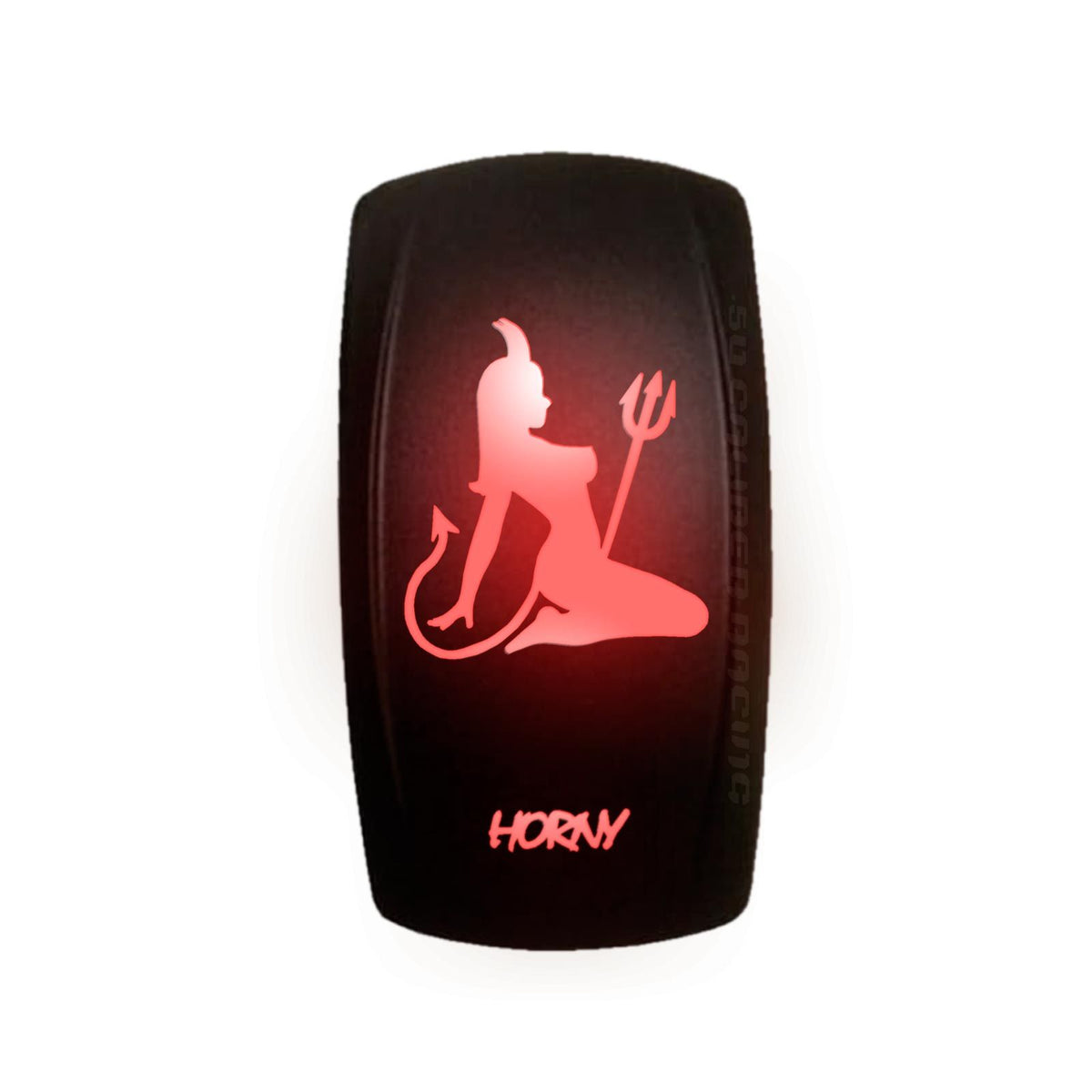 Red | “Horny” rocker switch with red LED illumination – waterproof carling style switch for utv, atv, and marine 12v systems