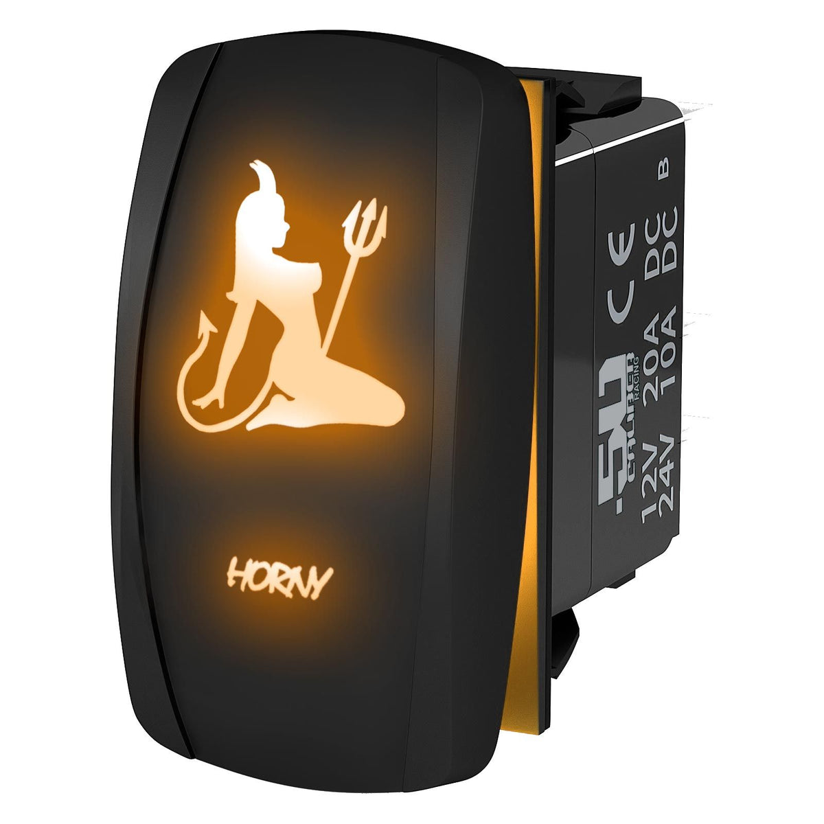 Orange | Waterproof momentary/off rocker switch “Horny” with orange LED illumination – carling style 12v utv atv marine switch