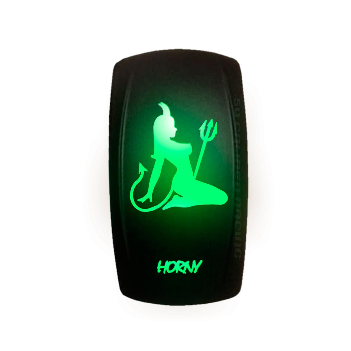 Green | Carling style rocker switch “Horny” with green LED – waterproof 12v accessory switch for utv dash panels and switch pods