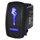 Blue | Waterproof on/off rocker switch “Necessities” with blue LED illumination – carling style 12v utv atv marine switch
