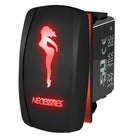 Red | Waterproof on/off rocker switch “Necessities” with red LED illumination – carling style 12v utv atv marine switch