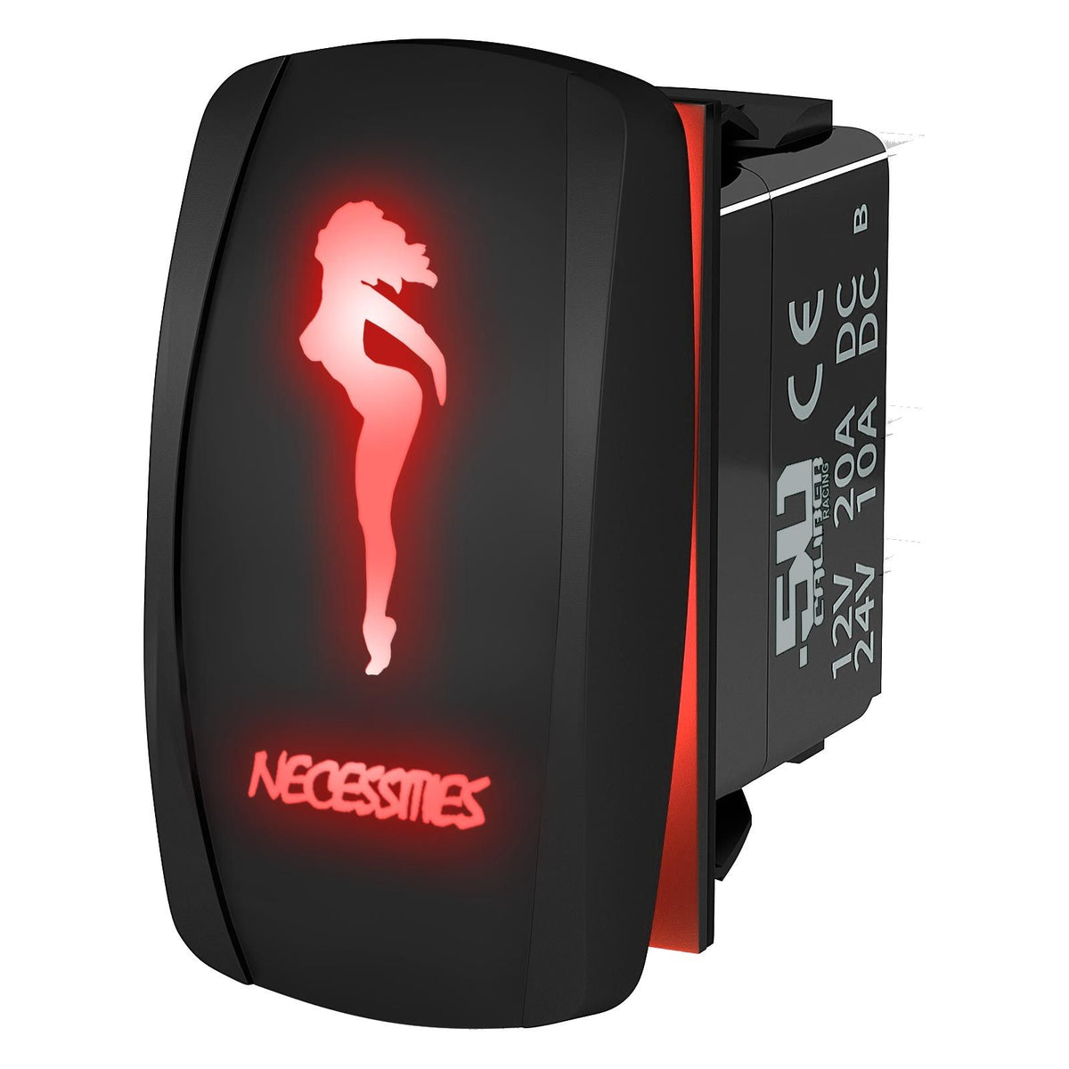 Red | Waterproof on/off rocker switch “Necessities” with red LED illumination – carling style 12v utv atv marine switch