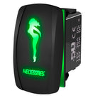 Green | Waterproof on/off rocker switch “Necessities” with green LED illumination – carling style 12v utv atv marine switch