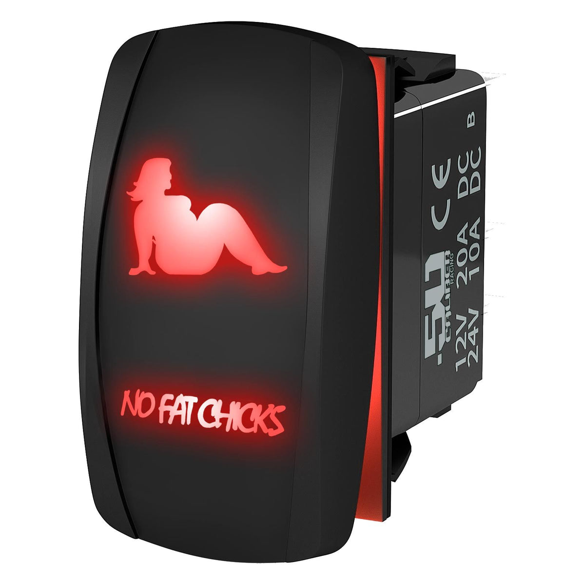 Red | Waterproof On/Off Rocker Switch Sexy Design "No Fat Chicks" with Red LED Illumination	