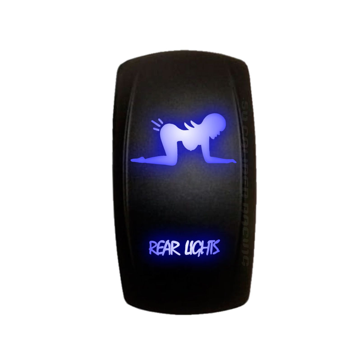 Blue | Waterproof on/off rocker switch “Rear Lights” with blue LED backlighting – carling style 12v switch for utv dash and accessory c