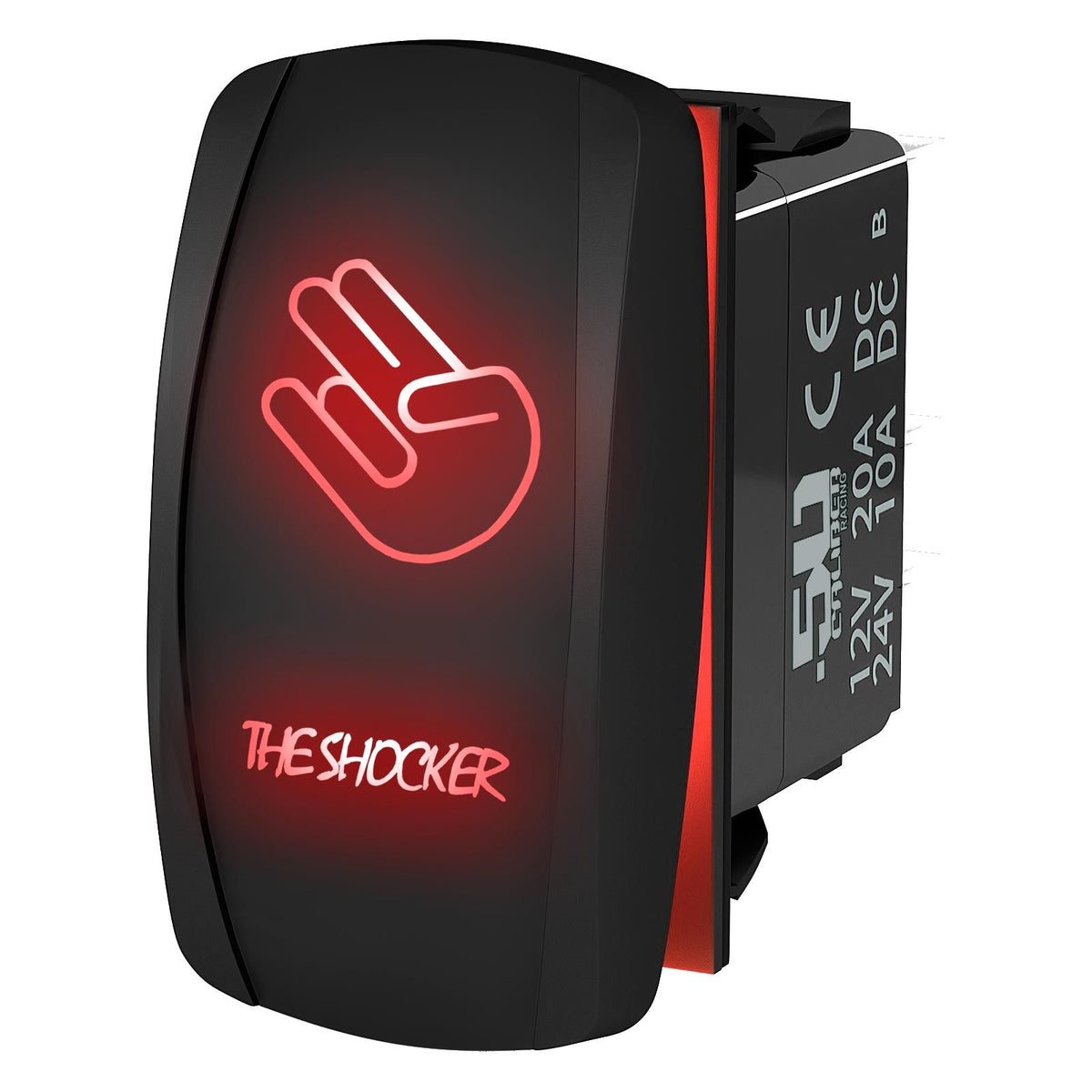 Red | Waterproof on/off rocker switch “The Shocker” with red LED illumination – carling style 12v utv atv marine switch