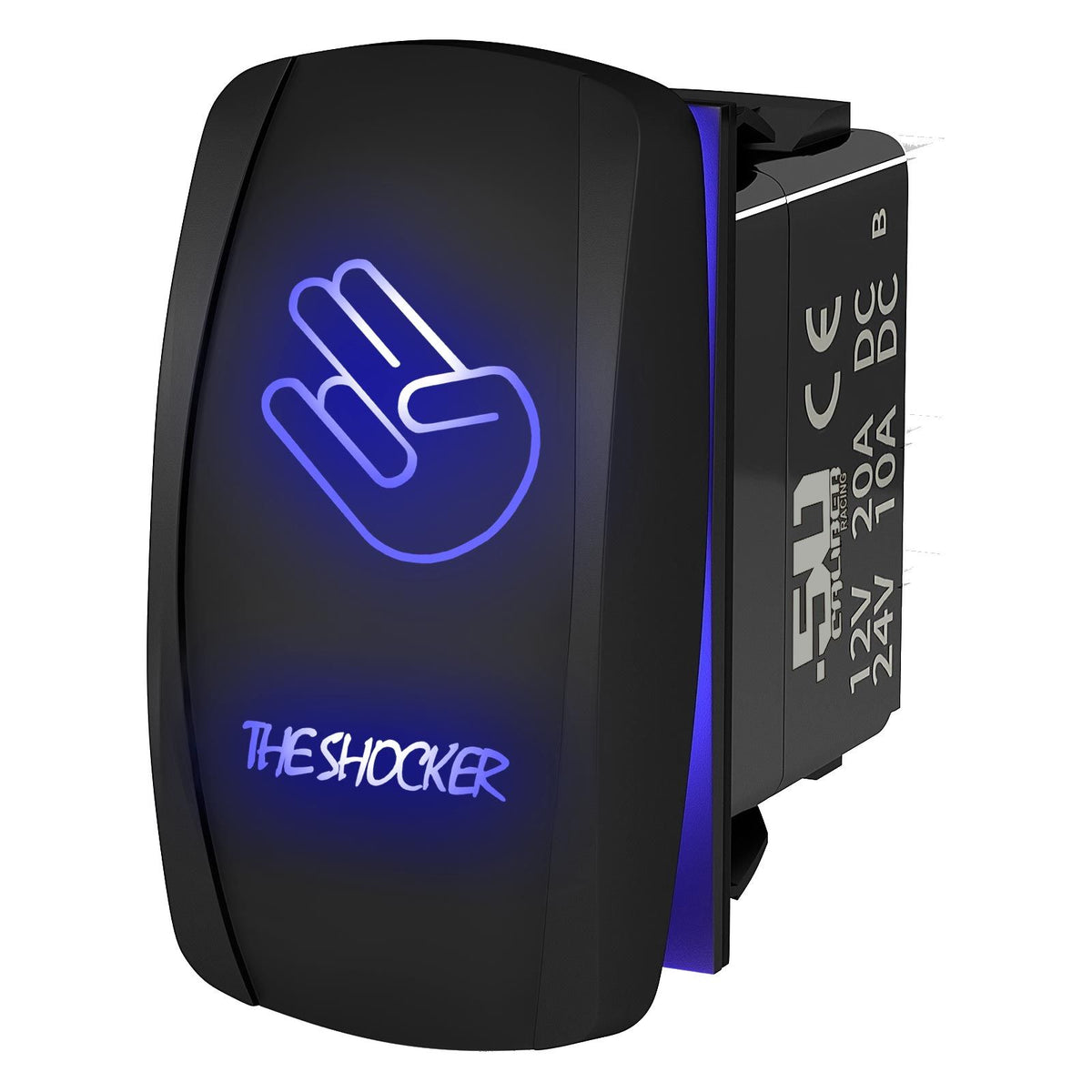 Blue | Waterproof on/off rocker switch “The Shocker” with blue LED illumination – carling style 12v utv atv marine switch
