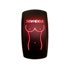 Red | “Show me your....” sexy silhouette rocker switch with red LED – waterproof carling style switch for utv, atv, and marine