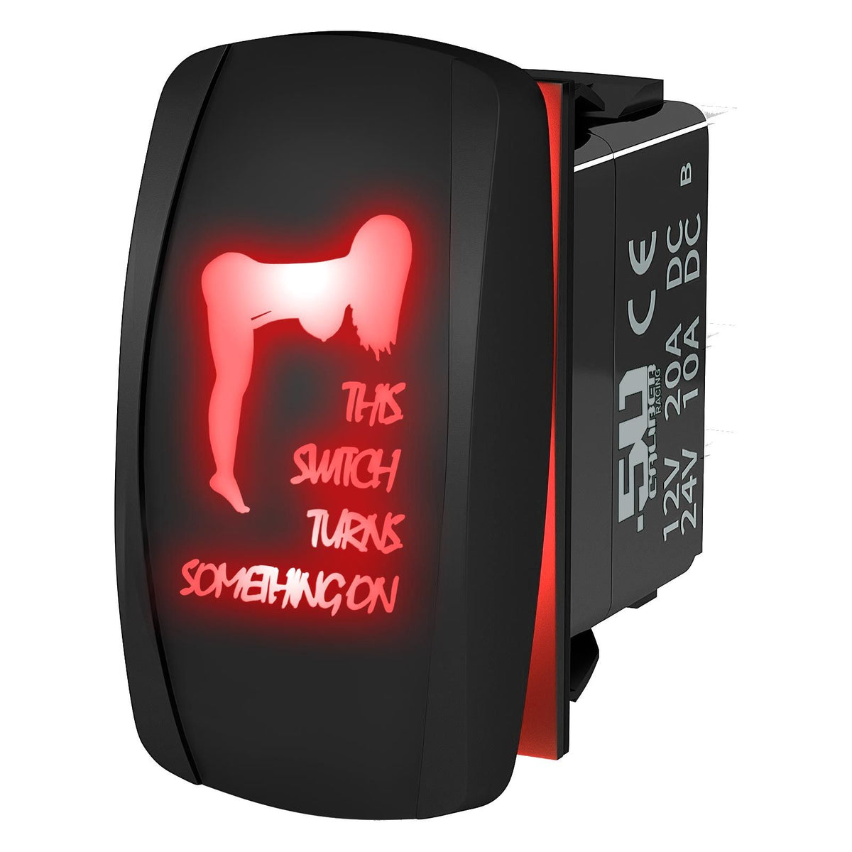 Red | Waterproof on/off rocker switch “This Switch Turns Something On” sexy silhouette design with red LED illumination – carling styl