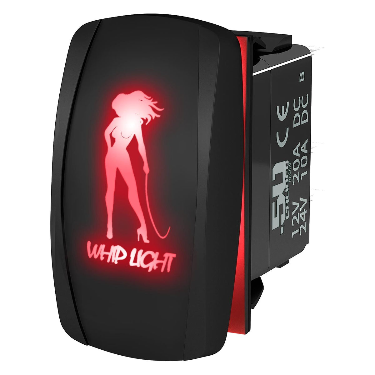Red | Waterproof On/Off Rocker Switch Sexy Design "Whip Light" with Red LED Illumination	