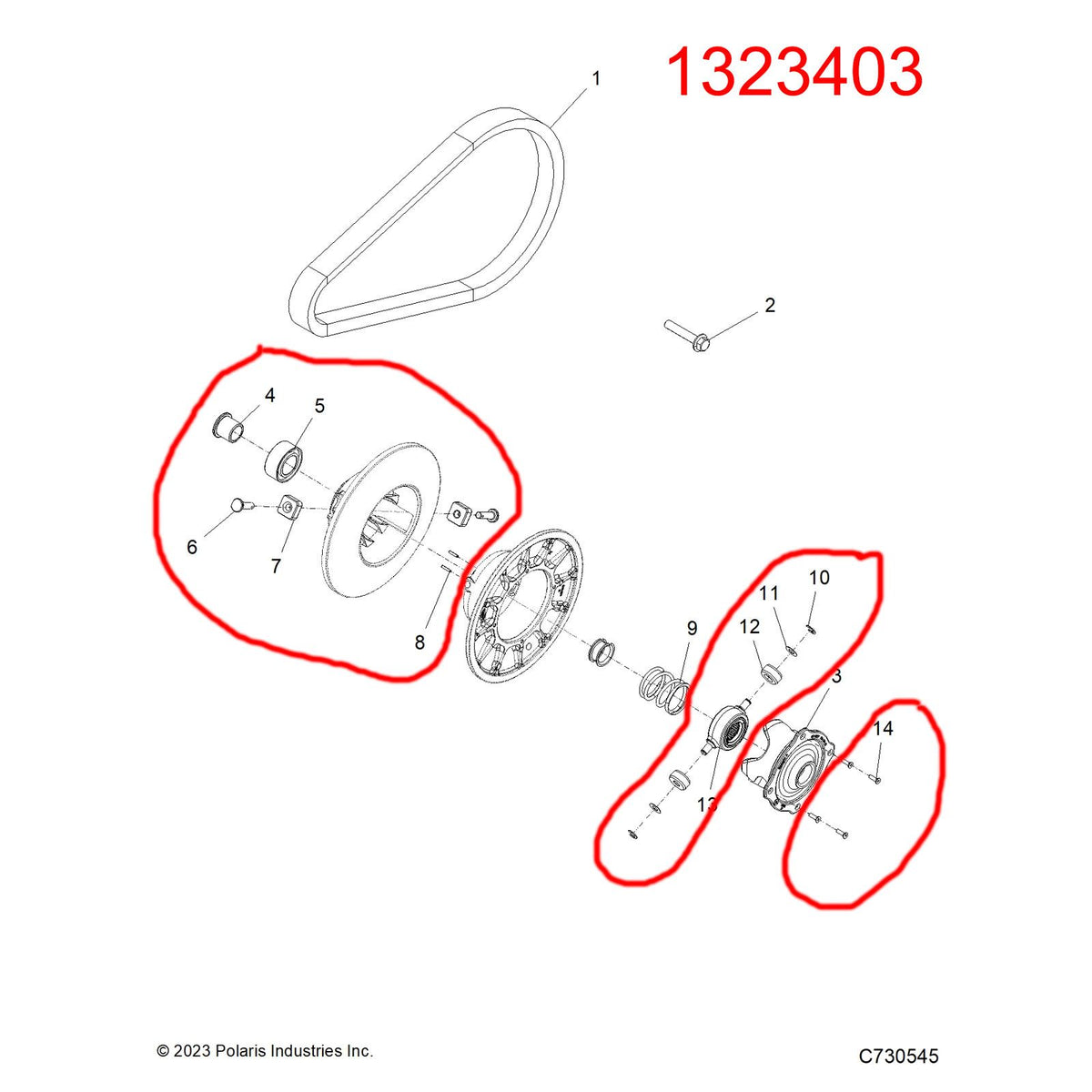 OEM Polaris Secondary Clutch 1323403 - XP 1000, S 900 General XP | OEM Polaris Secondary Clutch 1323403 - XP 1000, S 900 General XP